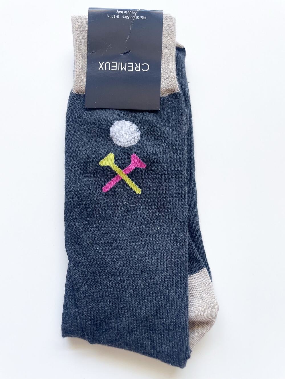 NWT Men's Cremieux Golf Themed Dress Socks Size 6-12.5 Made in Italy